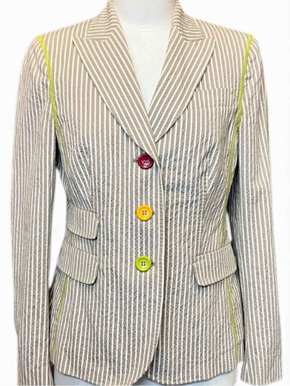 Moschino Vintage Cheap and Chic Striped Blazer Jacket in Beige
